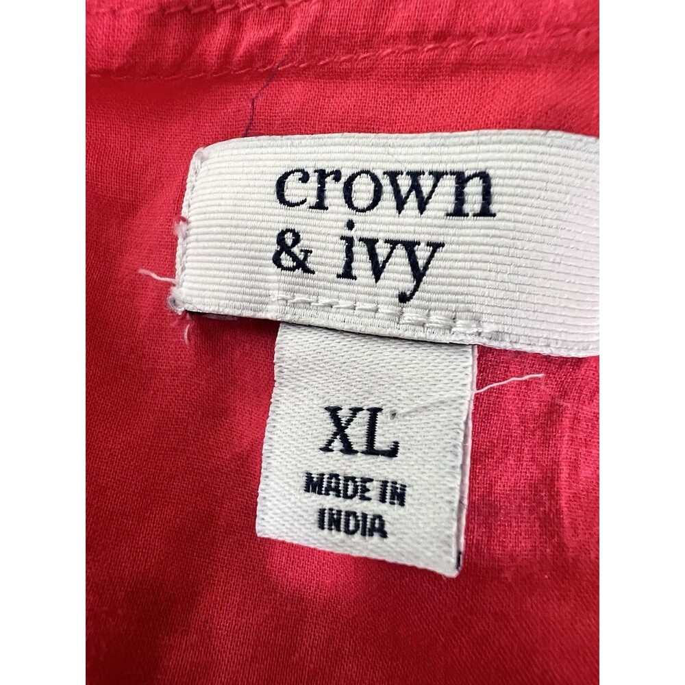 Crown & Ivy Hot Pink Floral Embroidered Boho Cottagecore Babydoll Dress XL - Picture 8 of 9